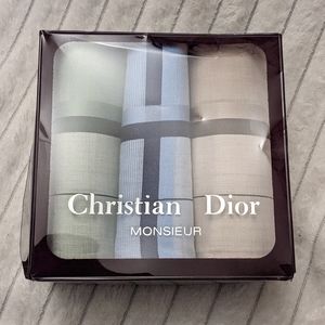 Dior Cotton Handkerchief Set blue green tan